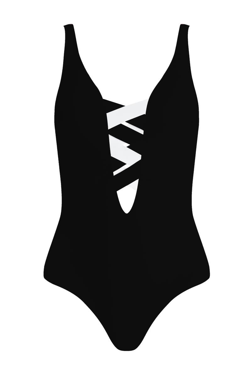 St Martin Bandage One-Piece Swimsuit, Alternate, color, Black