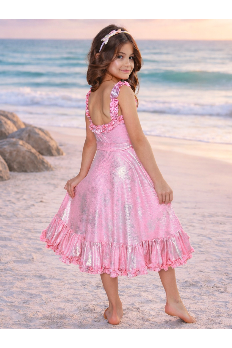 Cute Girls Ruffle Hi-Lo Dress, Alternate, color, Pink
