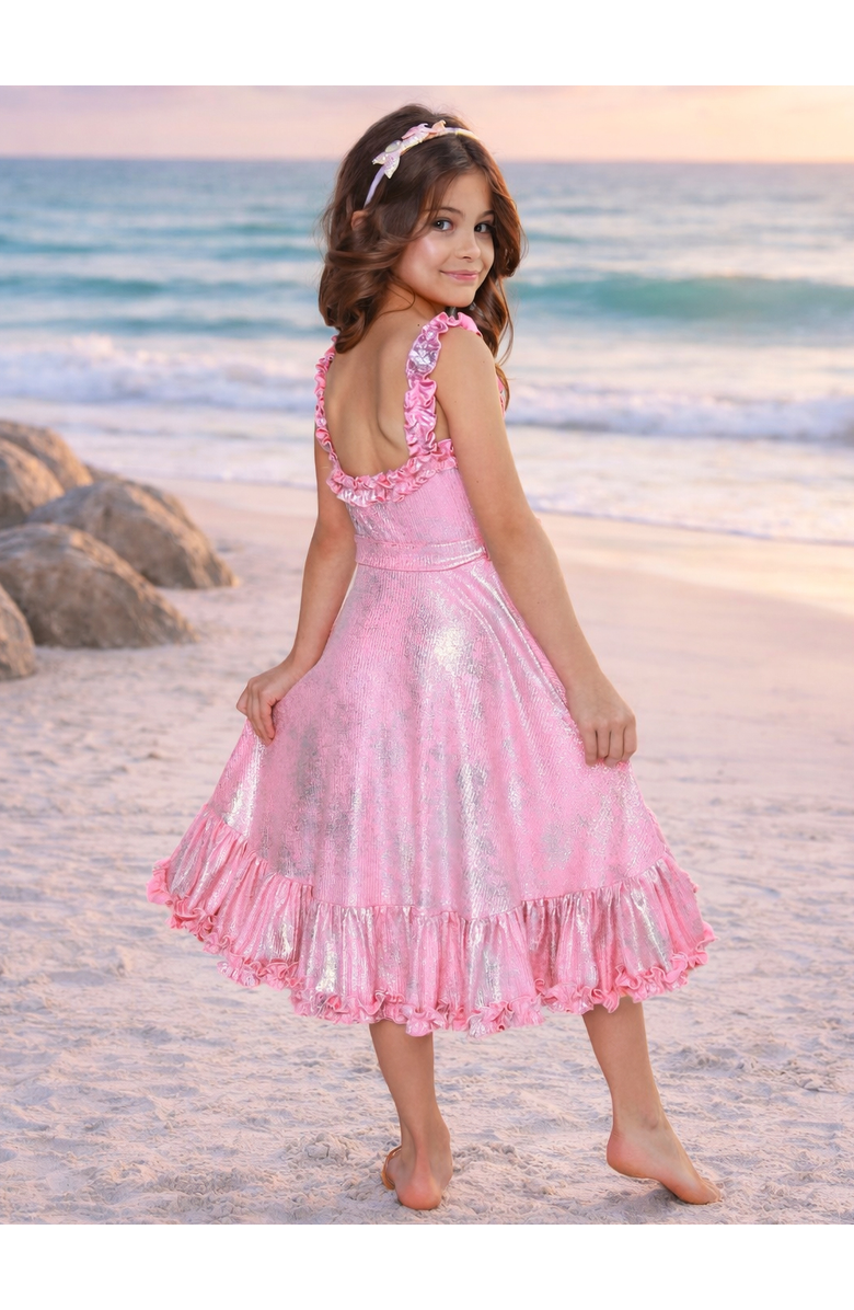 Mia Belle Girls Cute Girls Ruffle Hi-Lo Dress, Alternate, color, Pink