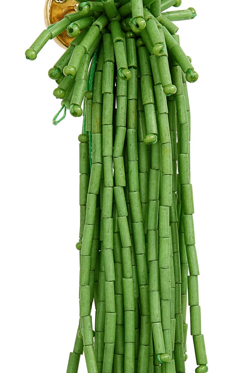 Oscar de la Renta Firework Beaded Tassel Earrings, Alternate, color, Fern