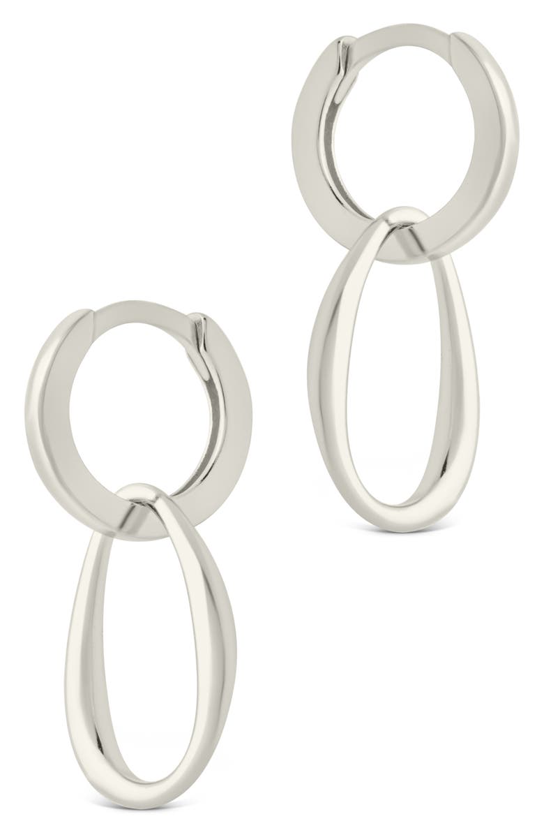 Sterling Forever Dorothy Simple Polished Interlock Drop Earrings, Alternate, color, Silver