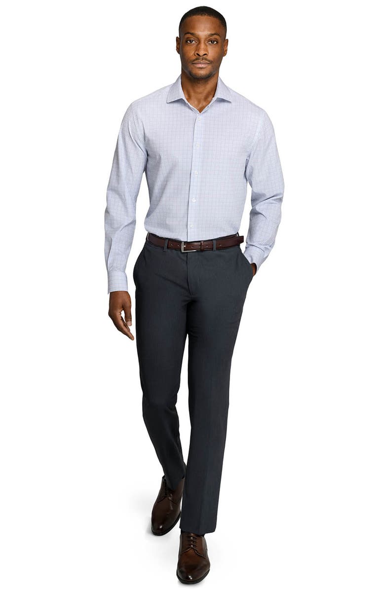W.R.K Slim Fit Microcheck Performance Dress Shirt, Alternate, color, White/ Silver