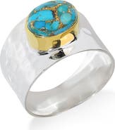 YS GEMS Turquoise Silver Plated Statement Ring