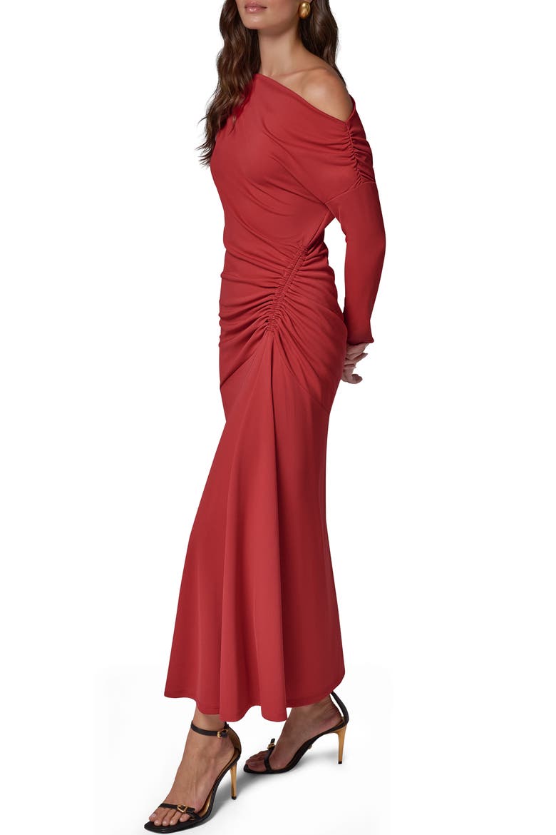 Asymmetric Long Sleeve Dress, Alternate, color, RED