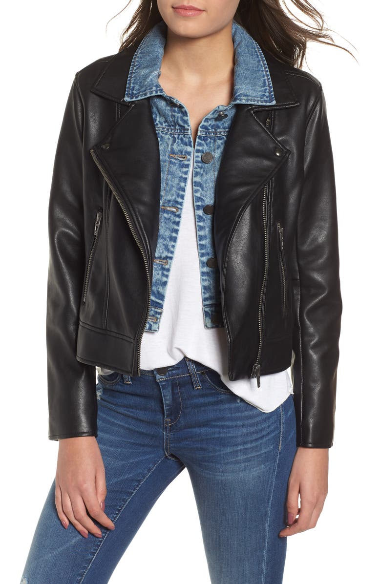 BLANKNYC The Cool Kid Faux Leather Moto Jacket, Main, color, 