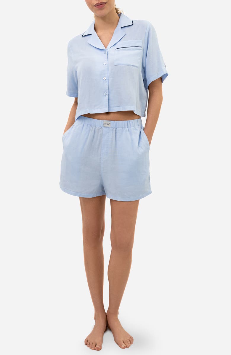 Sunday Citizen Piped Cotton Blend Pajamas, Main, color, Light Blue