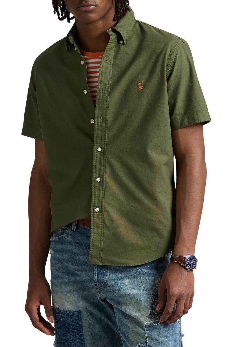 Polo Ralph Lauren Short Sleeve Button-Down Shirt, Main, color, 