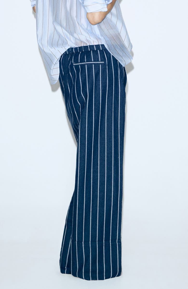MANGO Stripe Drawstring Pants, Alternate, color, Open Blue