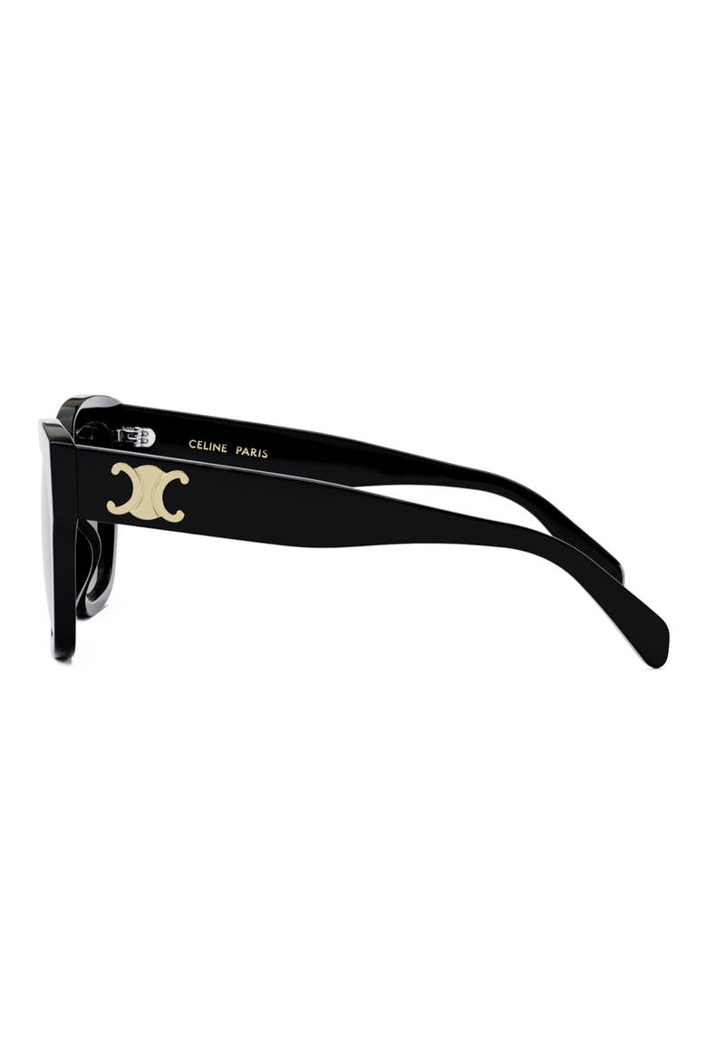 Triomphe 55mm Round Sunglasses, Alternate, color, SHINY BLACK / GRADIENT BROWN