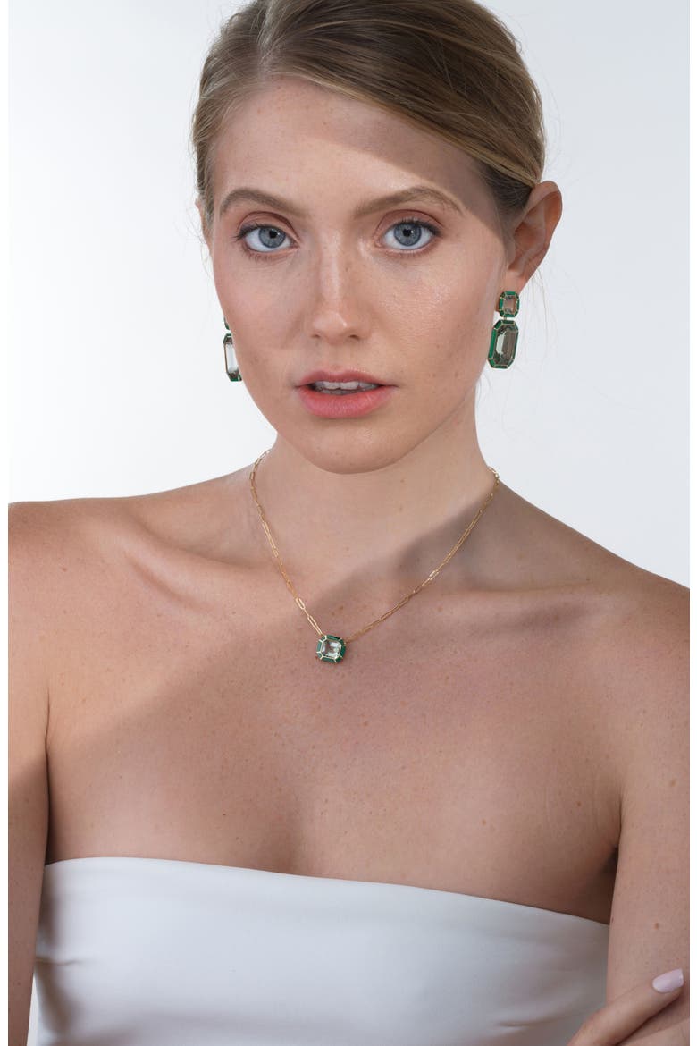 Melange Emerald Cut Pendant Necklace, Alternate, color, PRASIOLITE/ MALACHITE