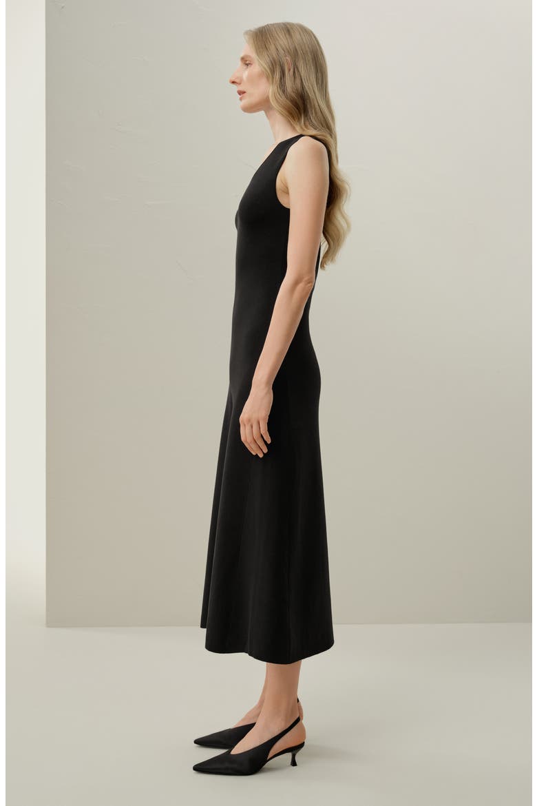 Women's Soleil Silk-Viscose Knit V-Neck Dress, Alternate, color, Black