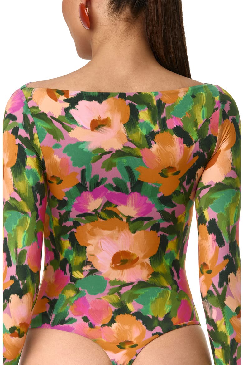 Naked Floral Long Sleeve Bodysuit, Alternate, color, SECRET GARDEN