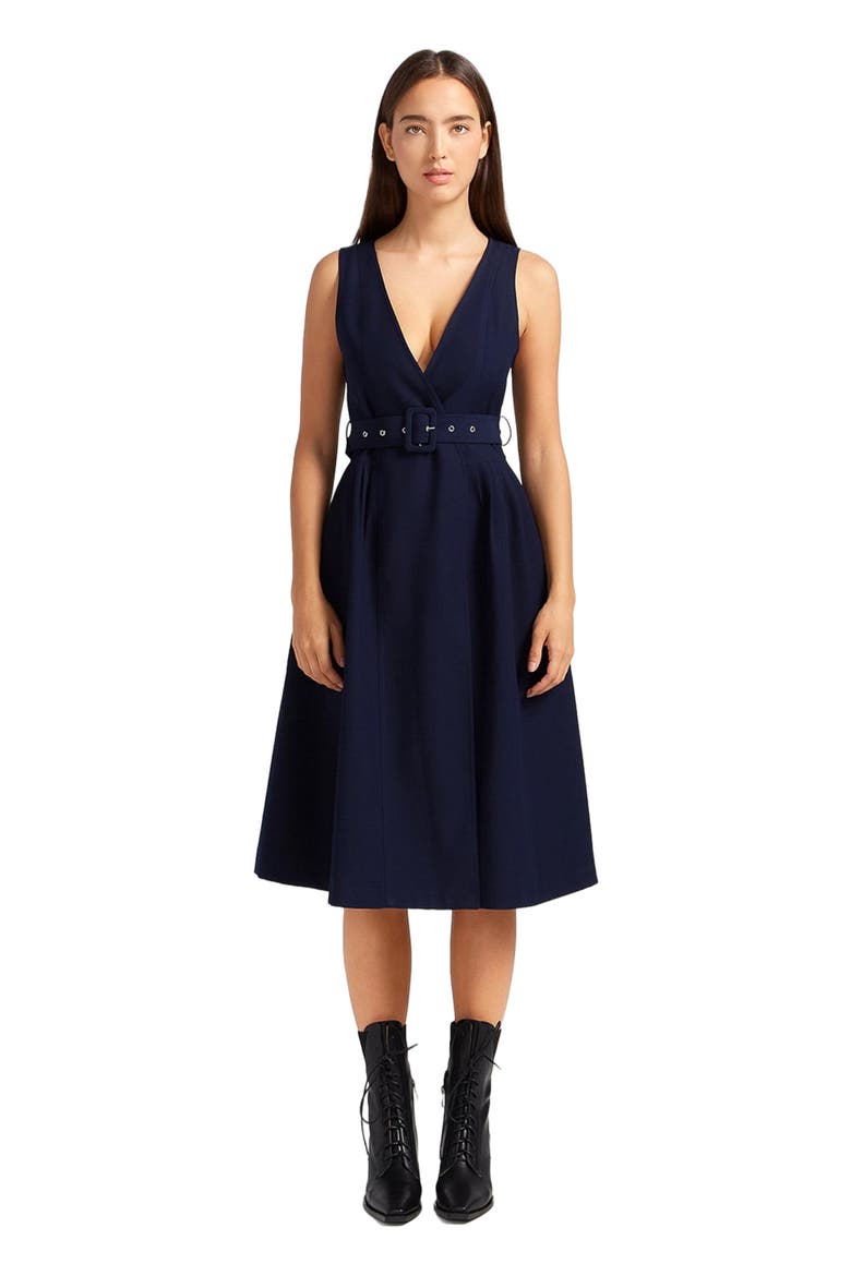 Miss Independence Midi Dress, Main, color, Navy
