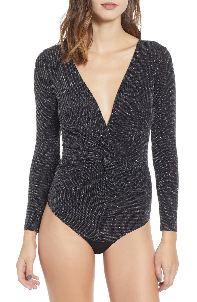 Leith Sparkle Twist Front Bodysuit, Alternate, color,