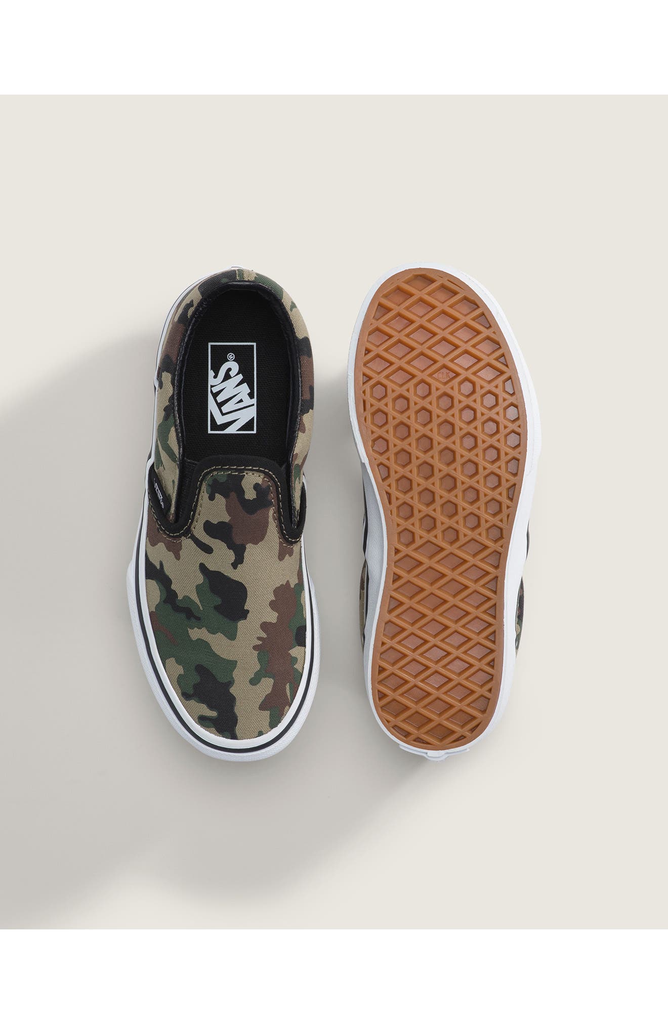 Vans Kids
 Classic Camo Slip-On Sneaker, Alternate, color, Camo Black/Green