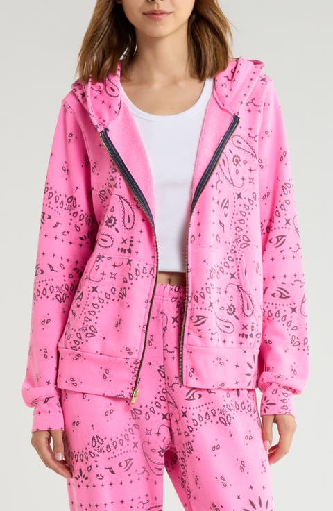 Bandana Front Zip Hoodie