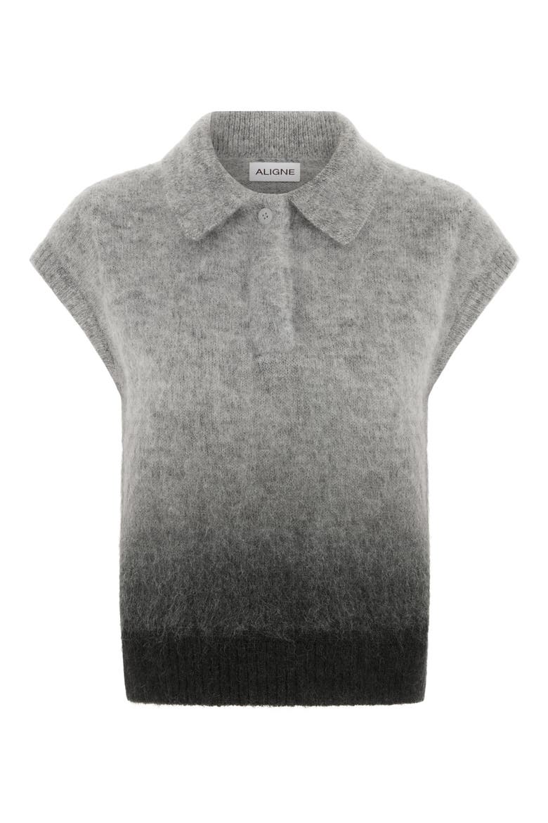 Lexi Polo Sweater, Alternate, color, GREY OMBRE