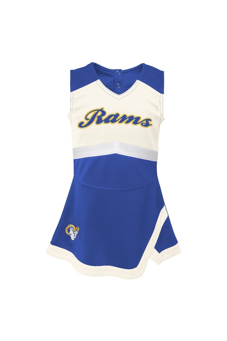 Girls Toddler Royal Los Angeles Rams Cheer Captain Dress with Bloomers, Alternate, color, Royal