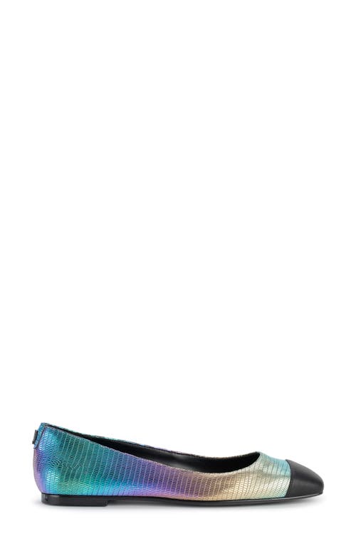 Karl Lagerfeld Paris Zayna Cap Toe Ballet Flat In Rainbow Multi/black