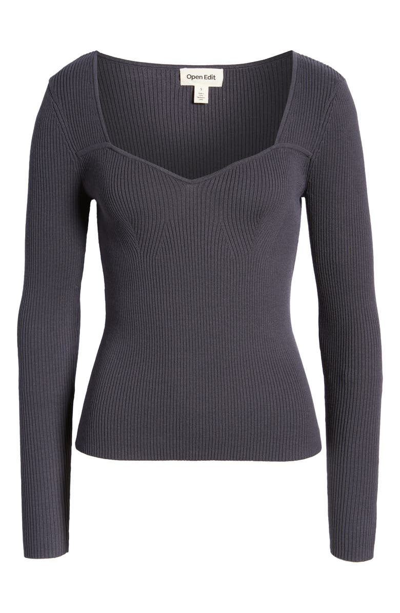 Open Edit Sweetheart Neck Rib Top, Alternate, color,