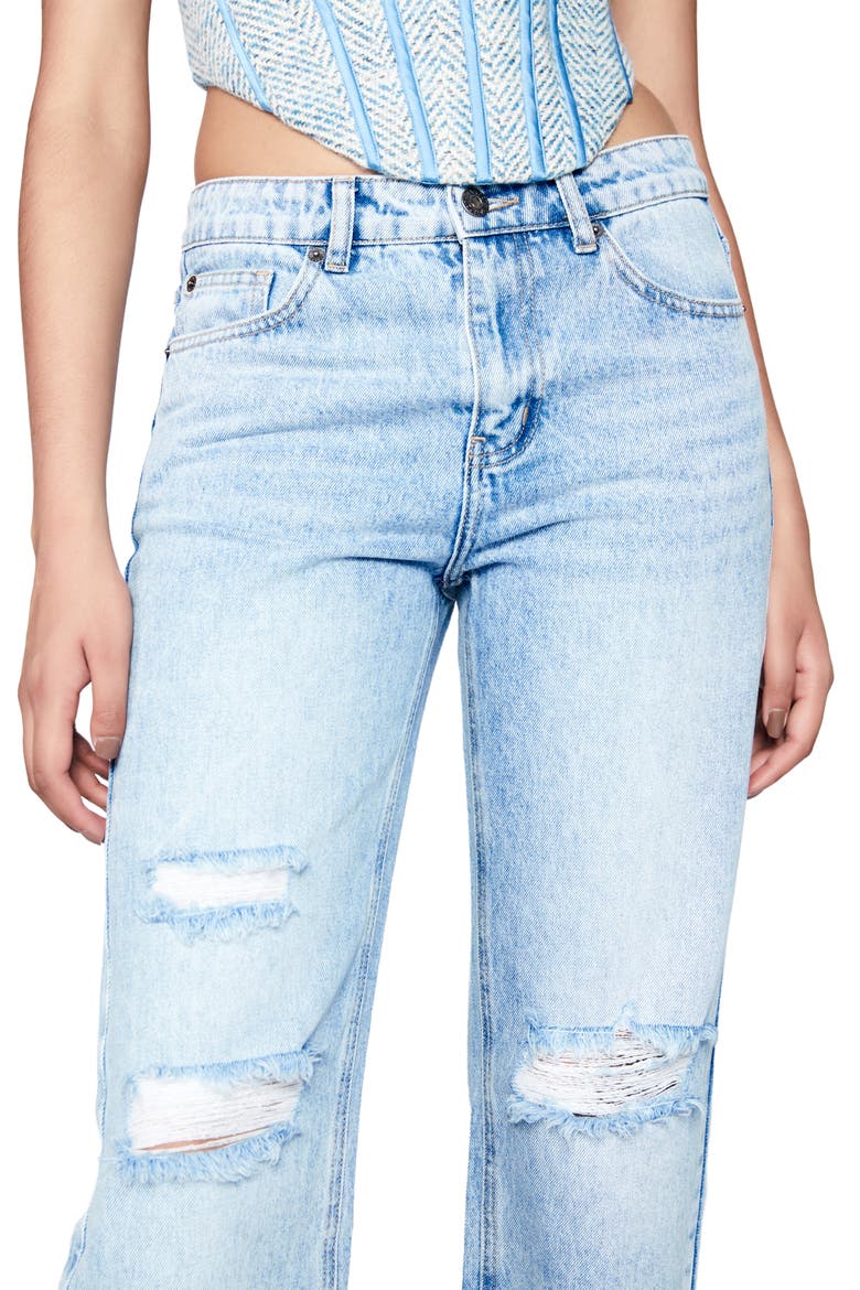 Esther Ripped Raw Hem Crop Straight Leg Jeans, Alternate, color, INDIGO