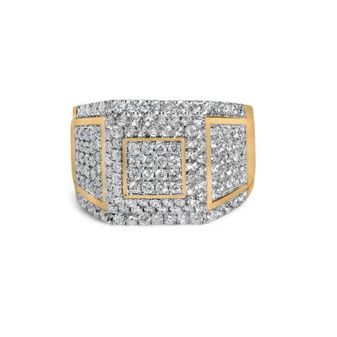 10K Yellow Gold 2-1/2 Ctw Diamond Pave Geometric Cocktail Ring