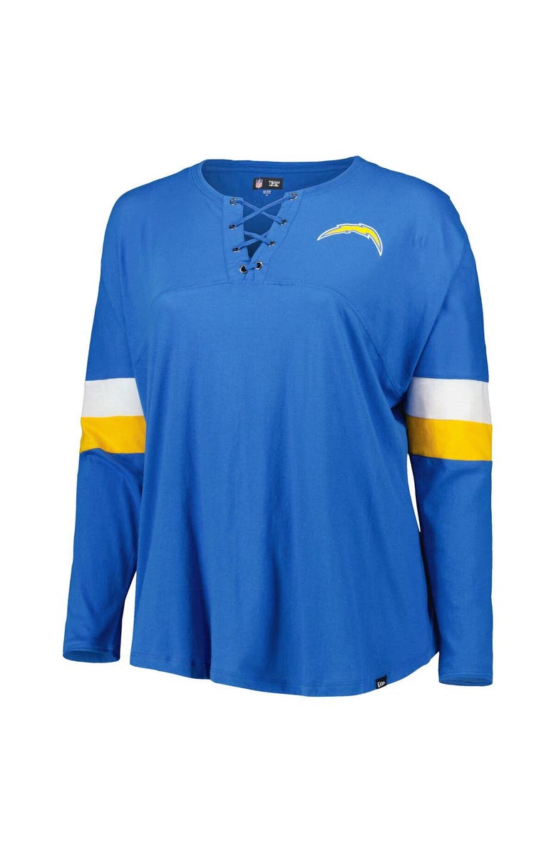 New Era Women's New Era Powder Blue Los Angeles Chargers Plus Size Athletic Varsity Lace-Up V-Neck Long Sleeve T-Shirt, Alternate, color, Powder Blue