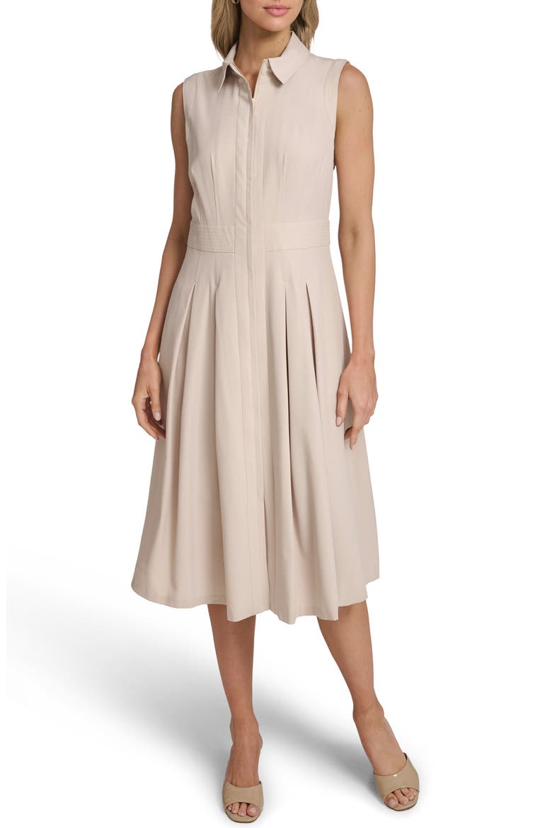 Commuter Sleeveless Shirtdress, Main, color, KHAKI