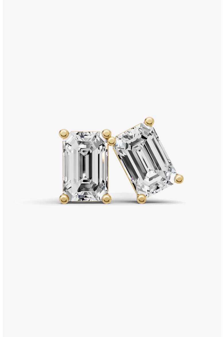 14K Gold Studs Earrings 0.5 ct Emerald Solitaire, Main, color, Yellow Gold