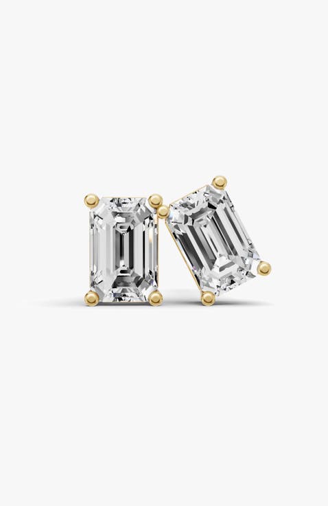 14K Gold Studs Earrings 0.5 ct Emerald Solitaire