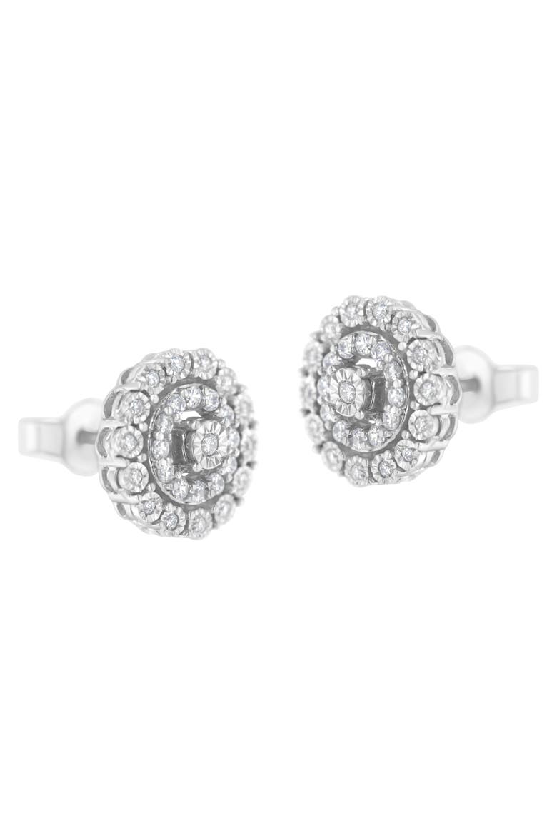 10KT White Gold 1/2 Ct Double Halo Diamond Stud Earrings, Alternate, color, White