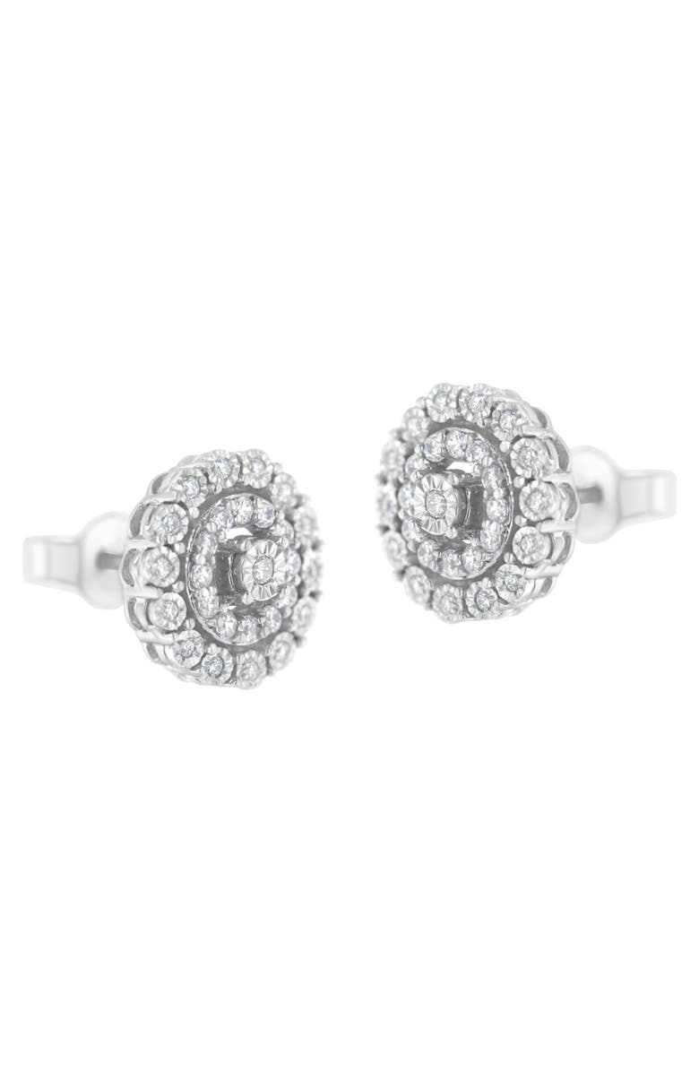Haus of Brilliance 10KT White Gold 1/2 Ct Double Halo Diamond Stud Earrings, Alternate, color, White