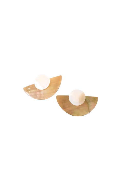 3-in-1 Mother-of-Pearl Geometric Stud Earrings Set