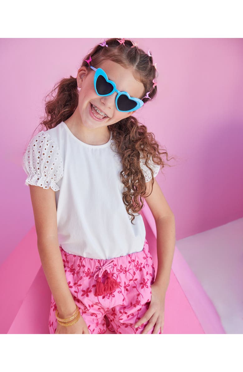 BISBY Kids' Contrast Sleeve Tee, Alternate, color, White Eyelet