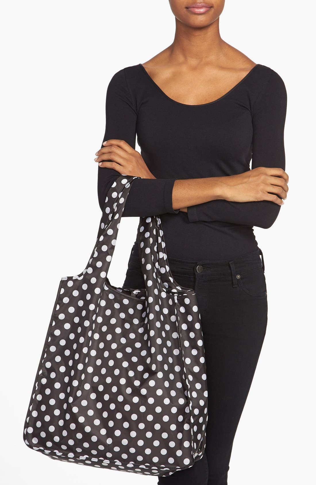 Kate Spade New York polka dot reusable shopping tote, Alternate, color, 