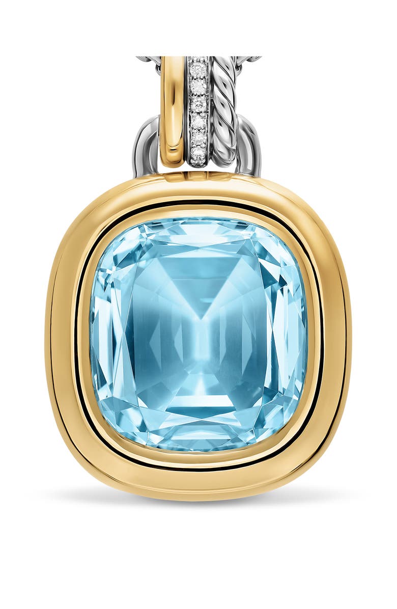 David Yurman DY Mercer<sup>®</sup> Color Amulet in Sterling Silver with 18K Yellow Gold, Sky Blue Topaz & Diamonds, 17mm, Alternate, color, Light Blue
