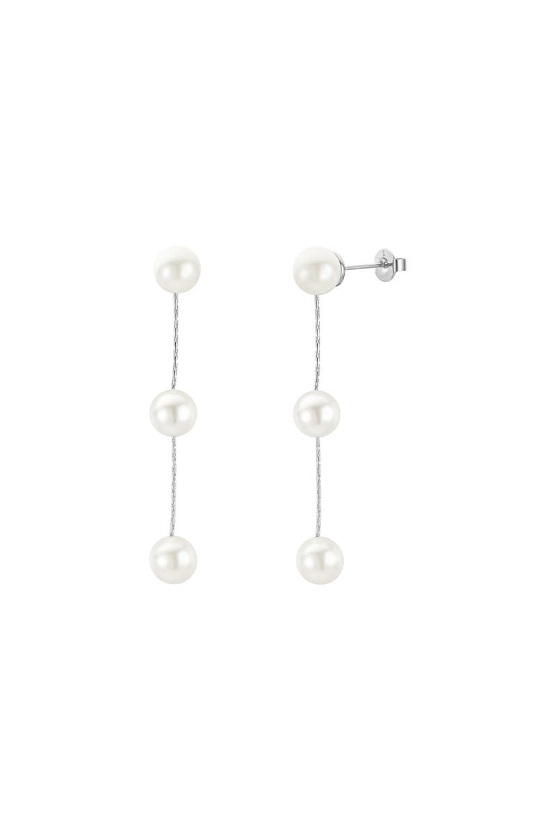 Untamed Petals Lilly Pearl Drop Earrings, Main, color, Silver