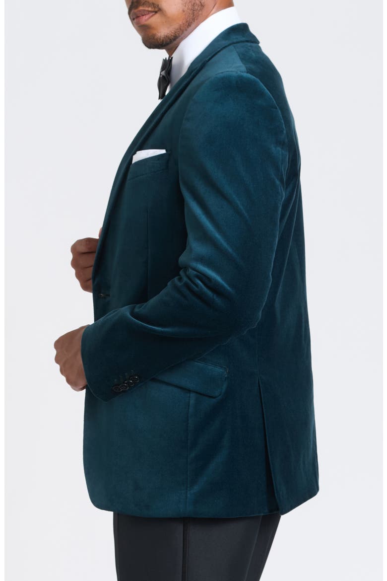 Deep Sea Peak Lapel Velvet Blazer, Alternate, color, GREEN
