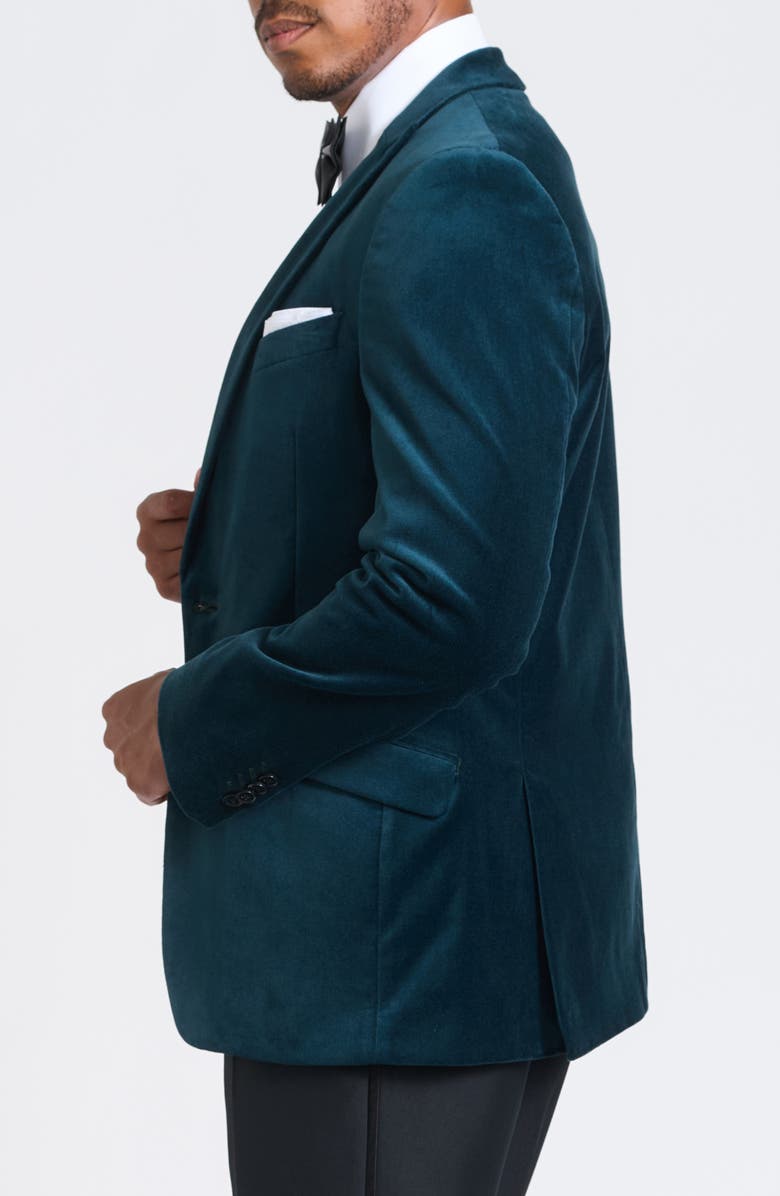 SAVILE ROW CO Deep Sea Peak Lapel Velvet Blazer, Alternate, color, Green