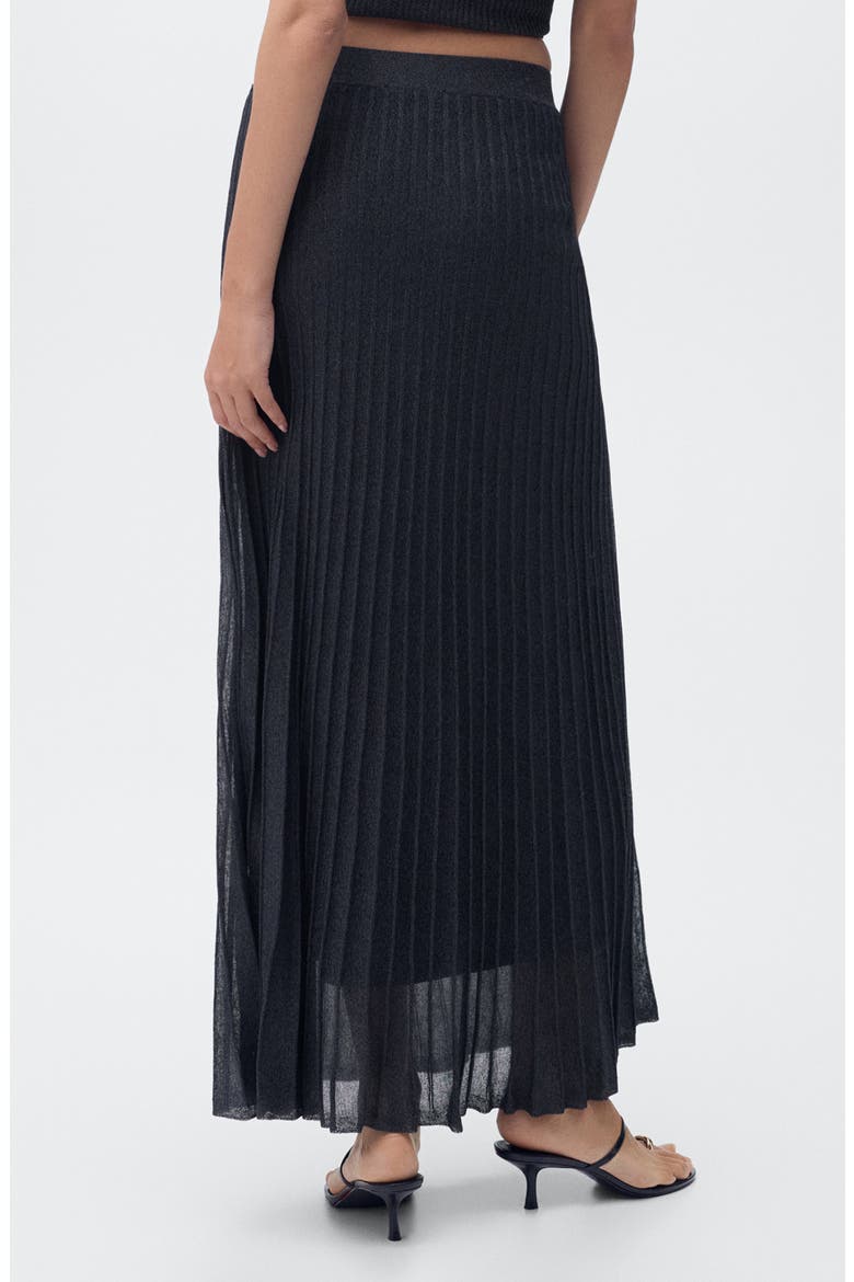 Metallic Knit Pleated Skirt, Alternate, color, NAVY