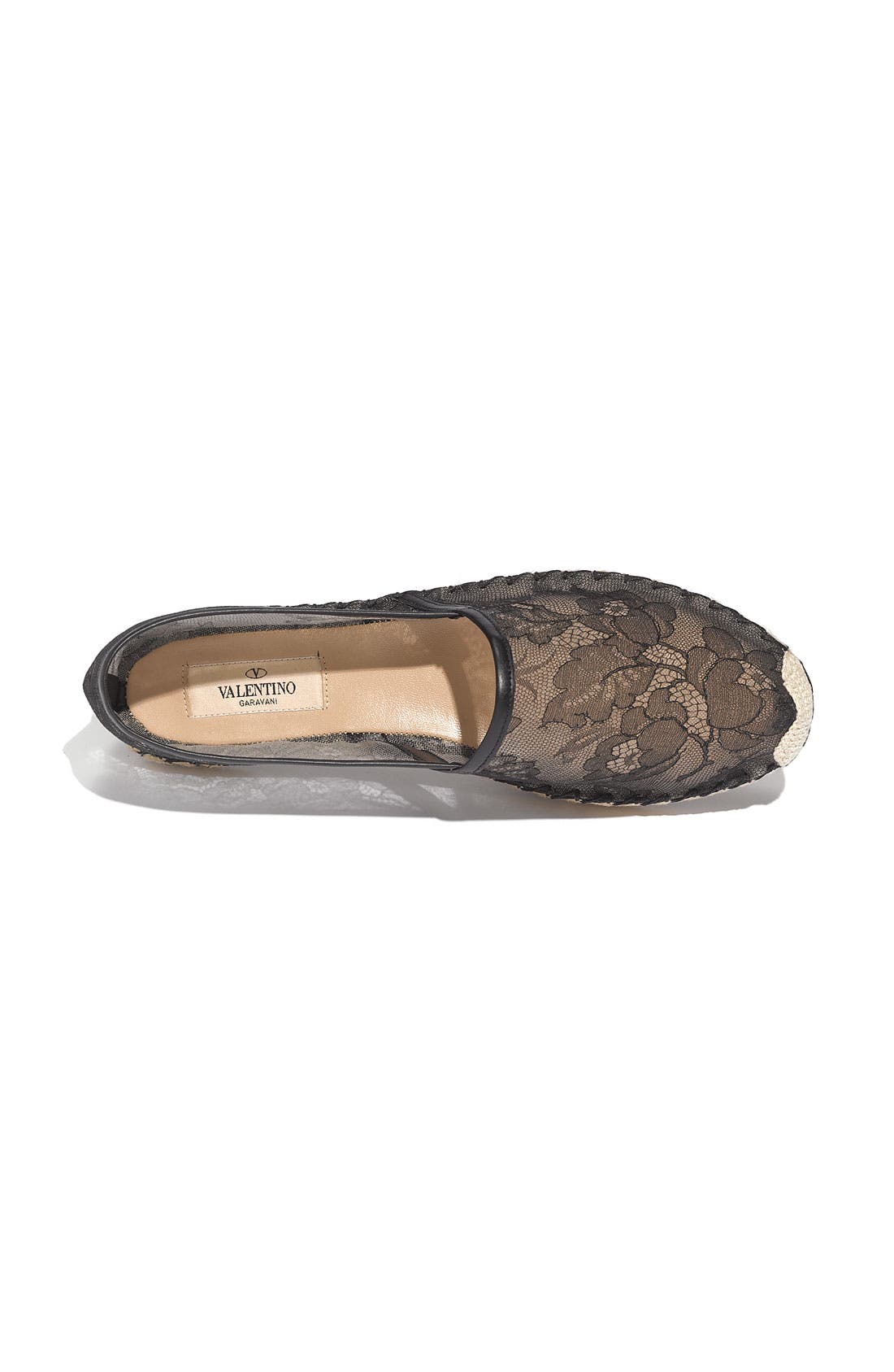 Lace Flat Espadrille, Alternate, color, BLACK
