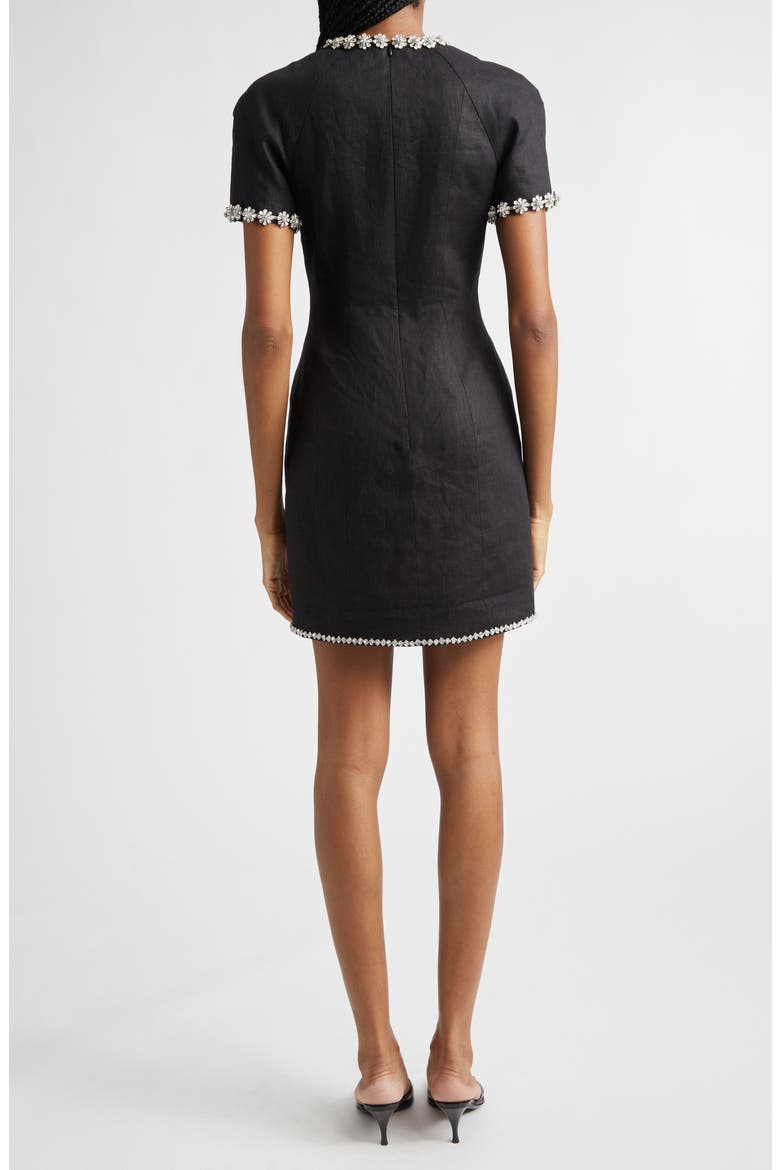 Rebellion Jewel Embellished Linen Minidress, Alternate, color, BLACK