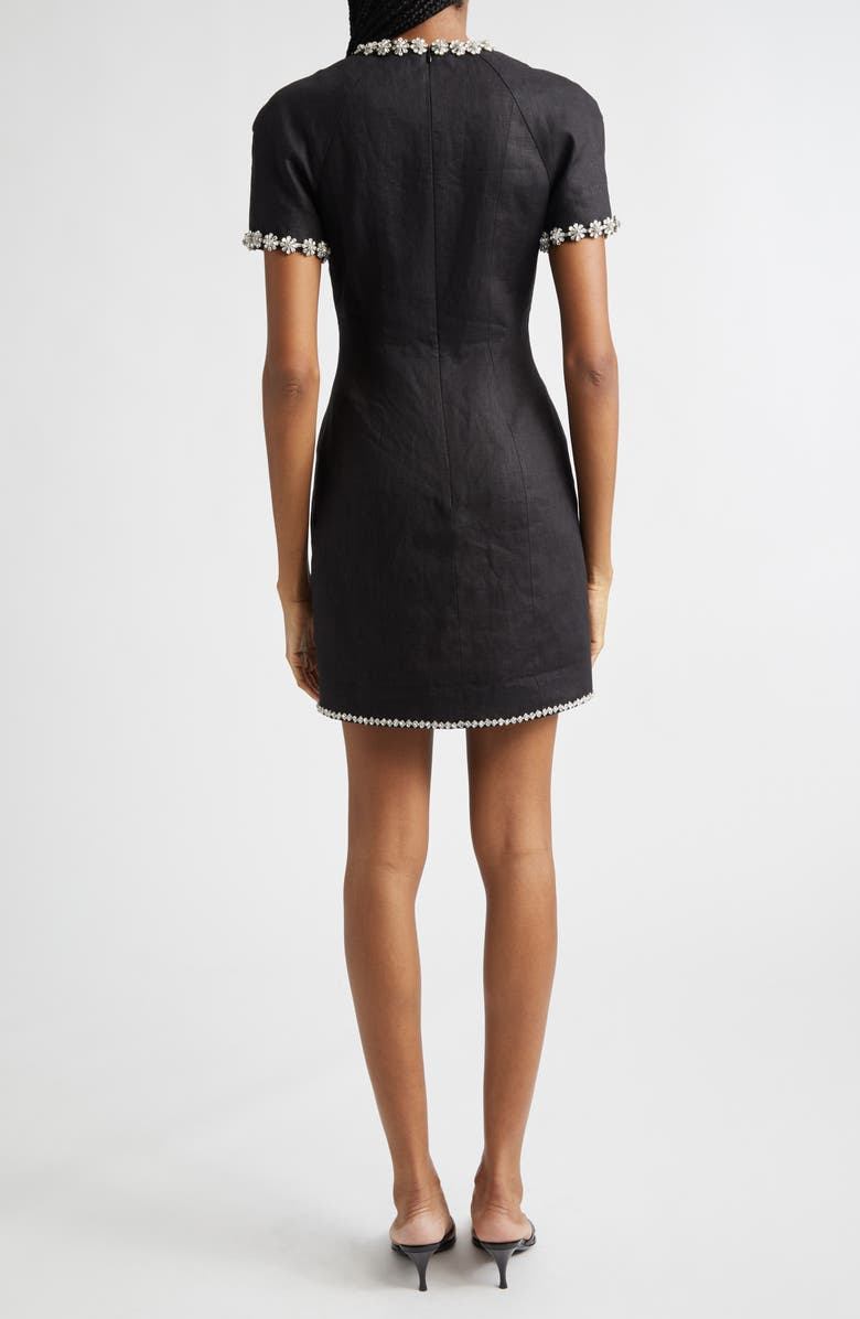 Zimmermann Rebellion Jewel Embellished Linen Minidress, Alternate, color, Black