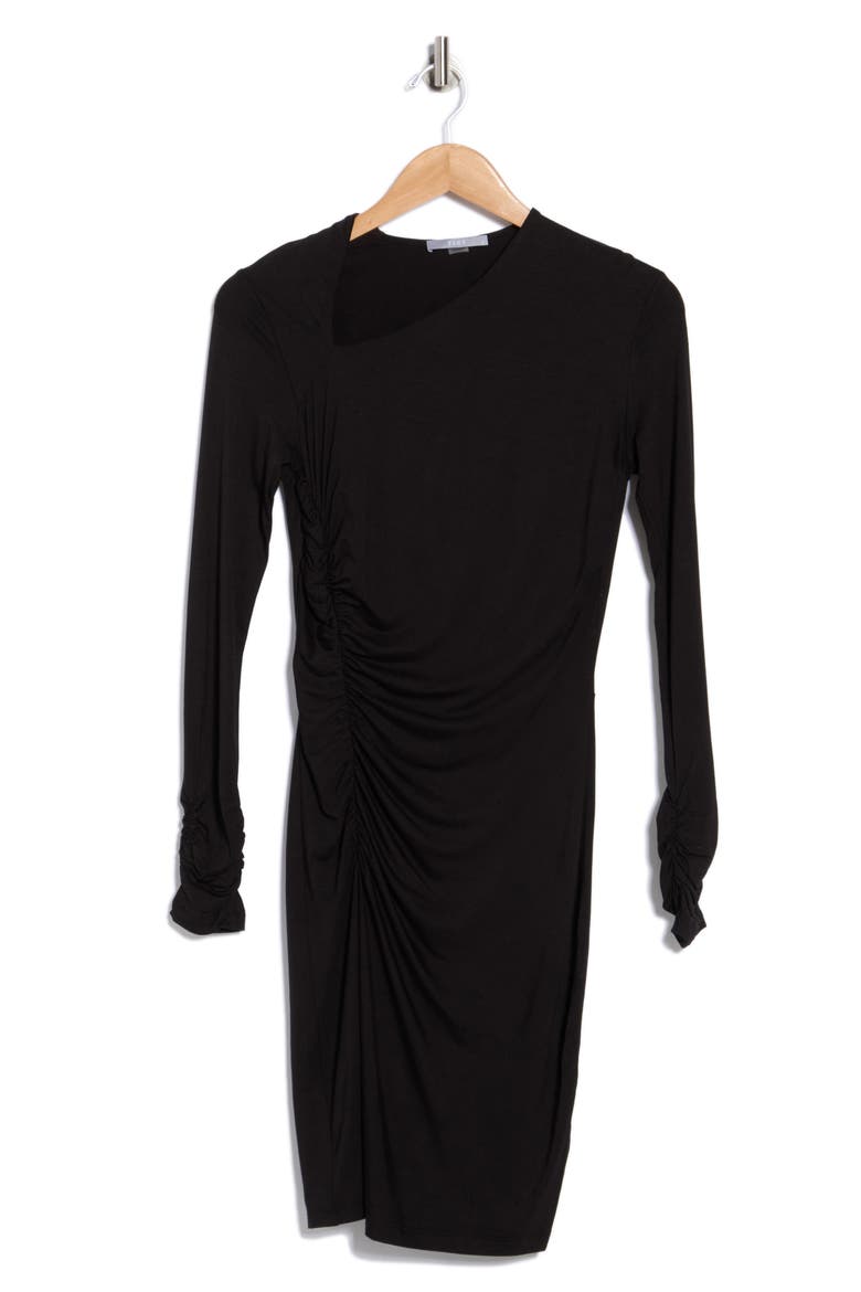 Ruth Asymmetric Neck Midi Dress, Alternate, color, BLACK