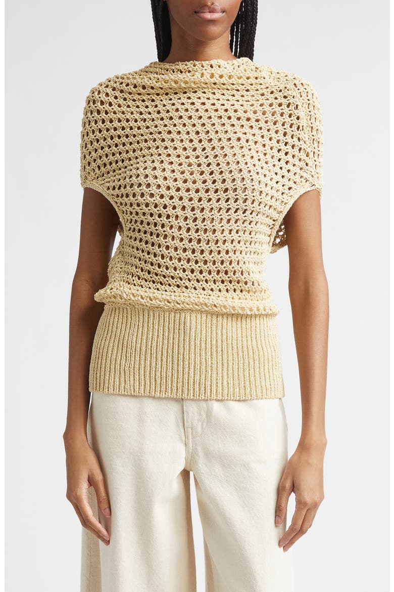 Reid Organic Cotton Blend Crochet Sweater, Main, color, BUTTER