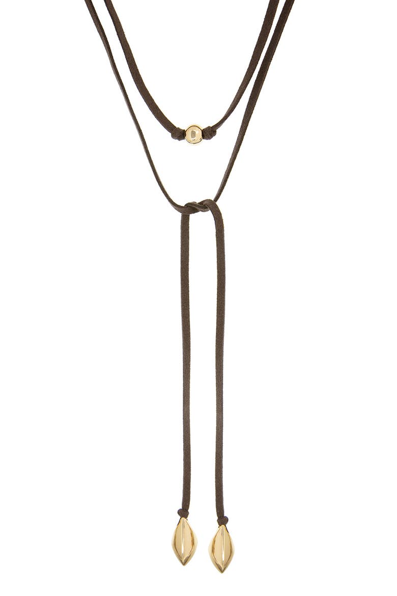 Hannah Suede Necklace, Alternate, color, GOLD/ BROWN
