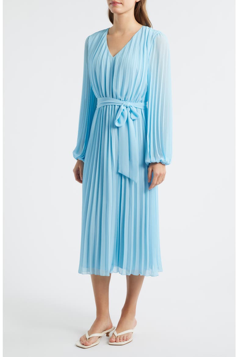 sam edelman pleated maxi dress Pleated Long Sleeve Dress (Women)
