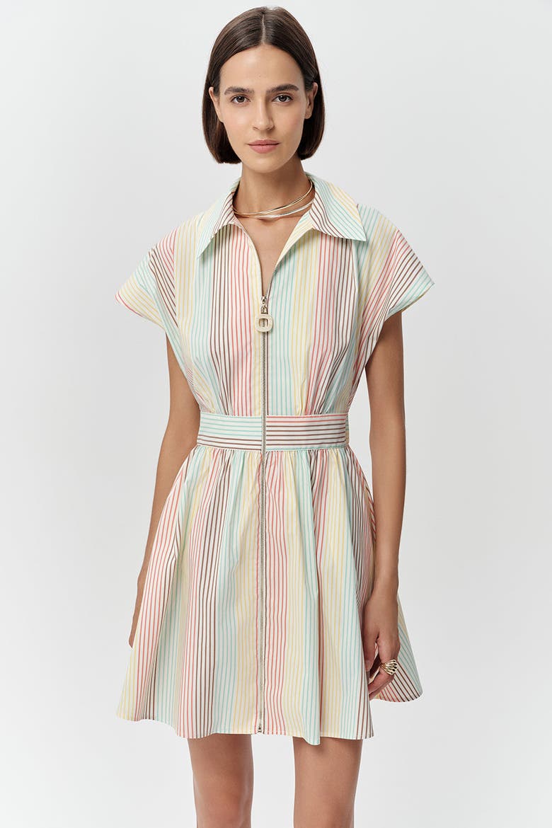 Lulu Zippered Pocketed Belted  Mini Dress, Alternate, color, Multi Color