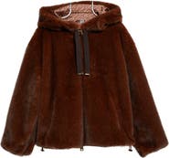 Herno Mink Faux Fur Hooded Blouson Jacket