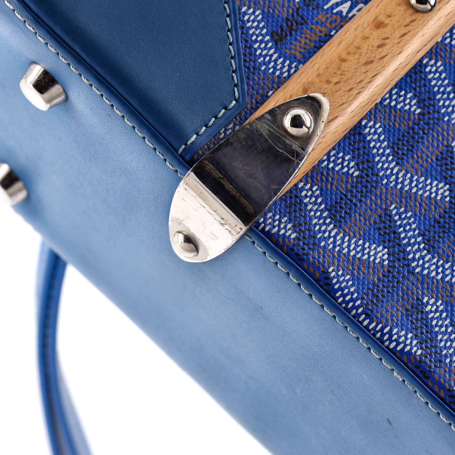 Pre-Owned Goyard Saigon Top Handle Bag Coated Canvas with Leather PM, Alternate, color, 